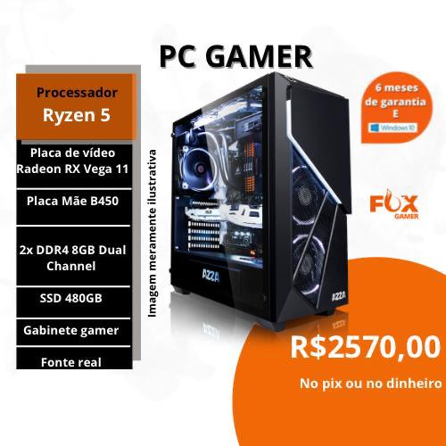 PC Gamer Barato Completo Monitor + Kit Gamer + CPU AMD Ryzen 5 2400g / 8GB  DDR4 / Placa de Vídeo Vega 3 - Nivel 10